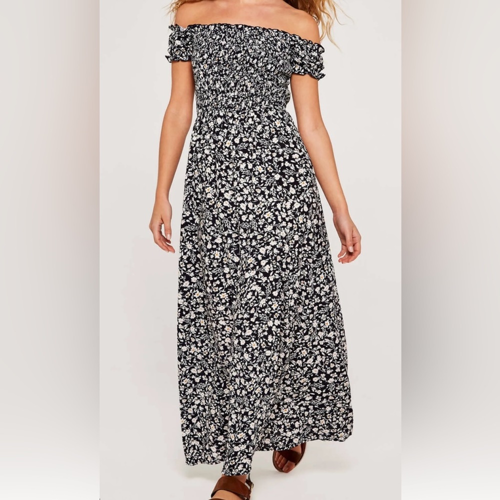 APRICOT Blue and White Maxi Dress Smocked Pencil Resort Wear